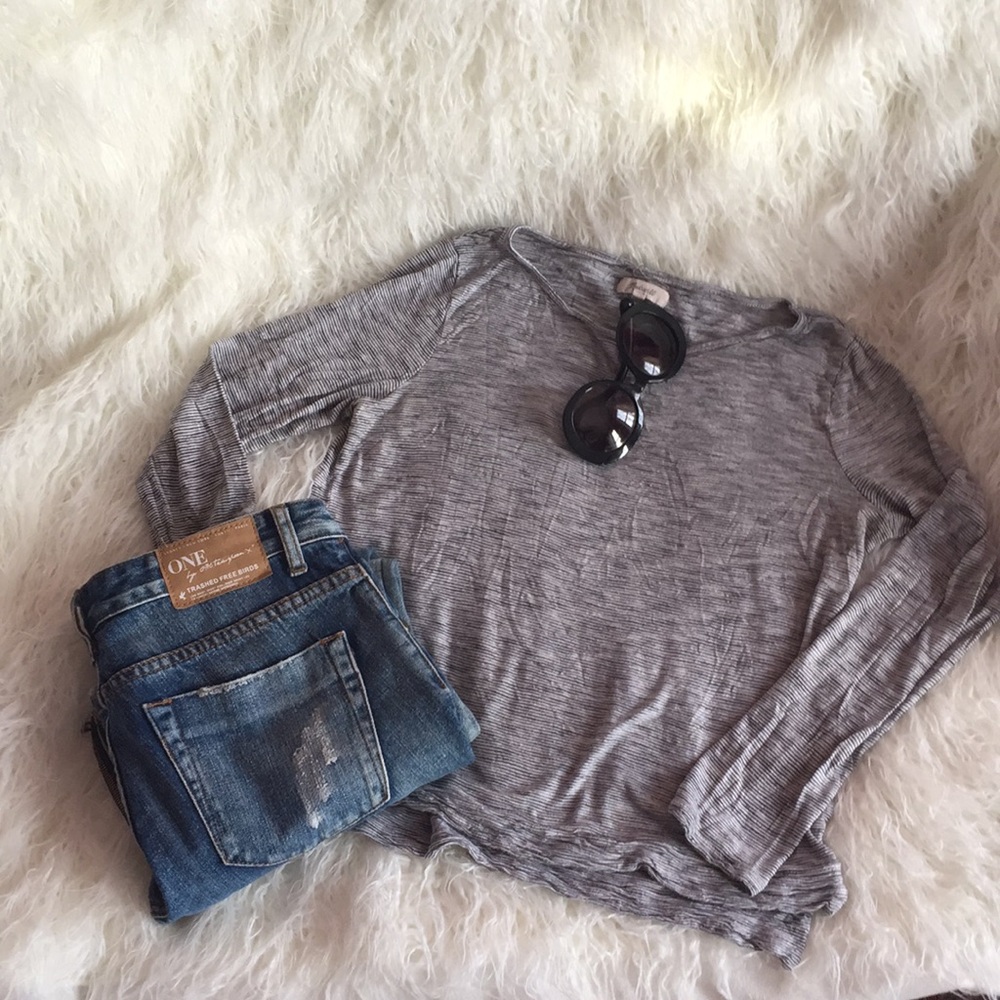 MADEWELL LONG SLEEVE STRIPED CROP